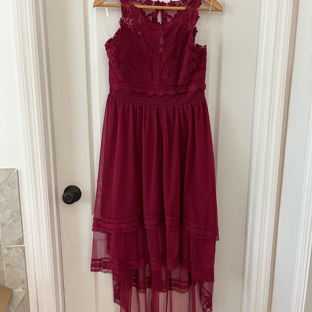 Francesca's Collections Red High-Low Tiered Sundress